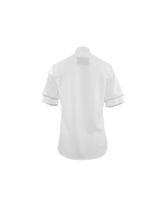 THEO Dione Short Sleeve Pleated Neck Top White