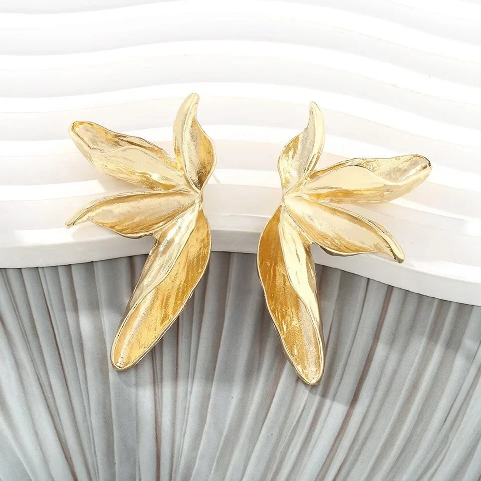 Statement Flower Earrings in Gold