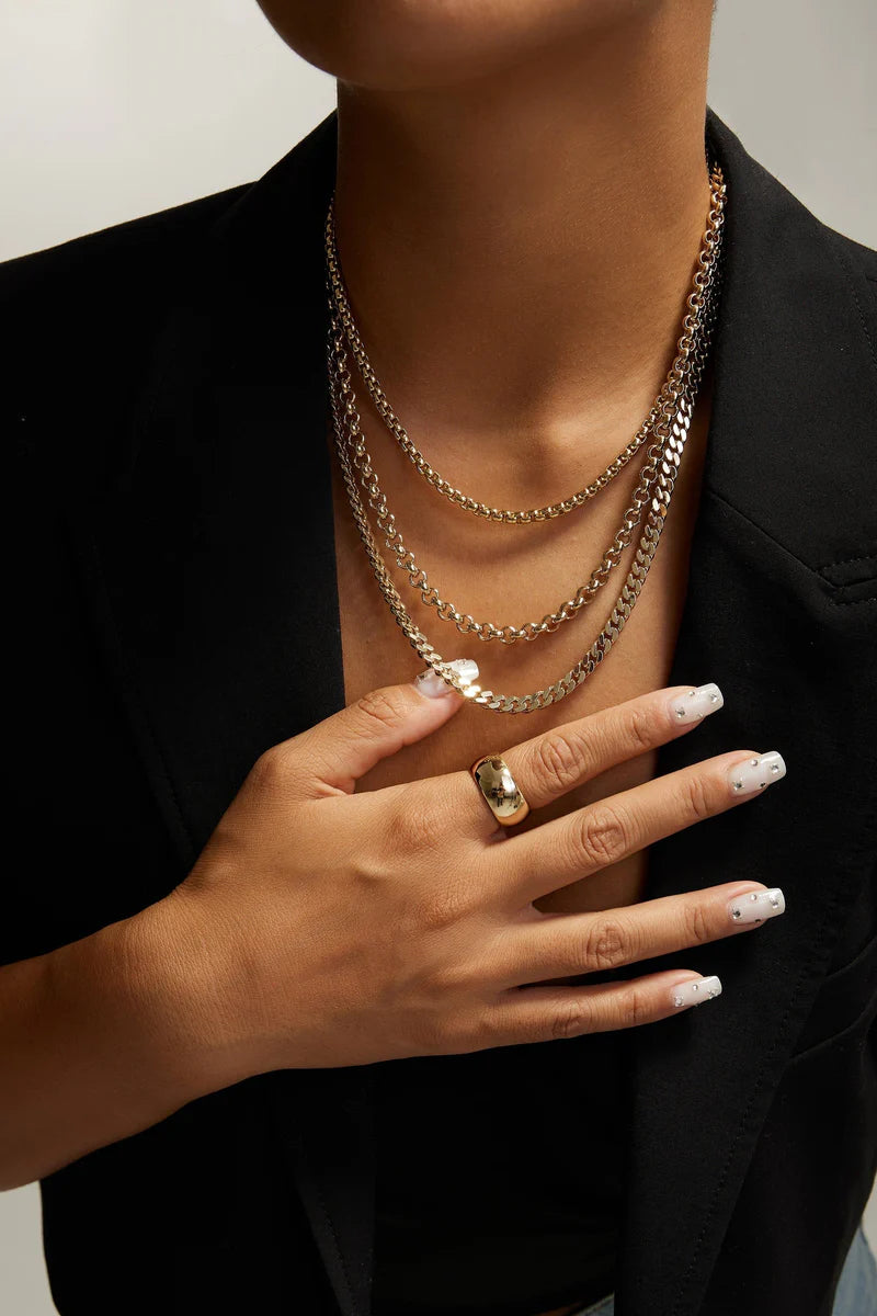 Eklexic Ludlow Triple Chain Necklace Gold
