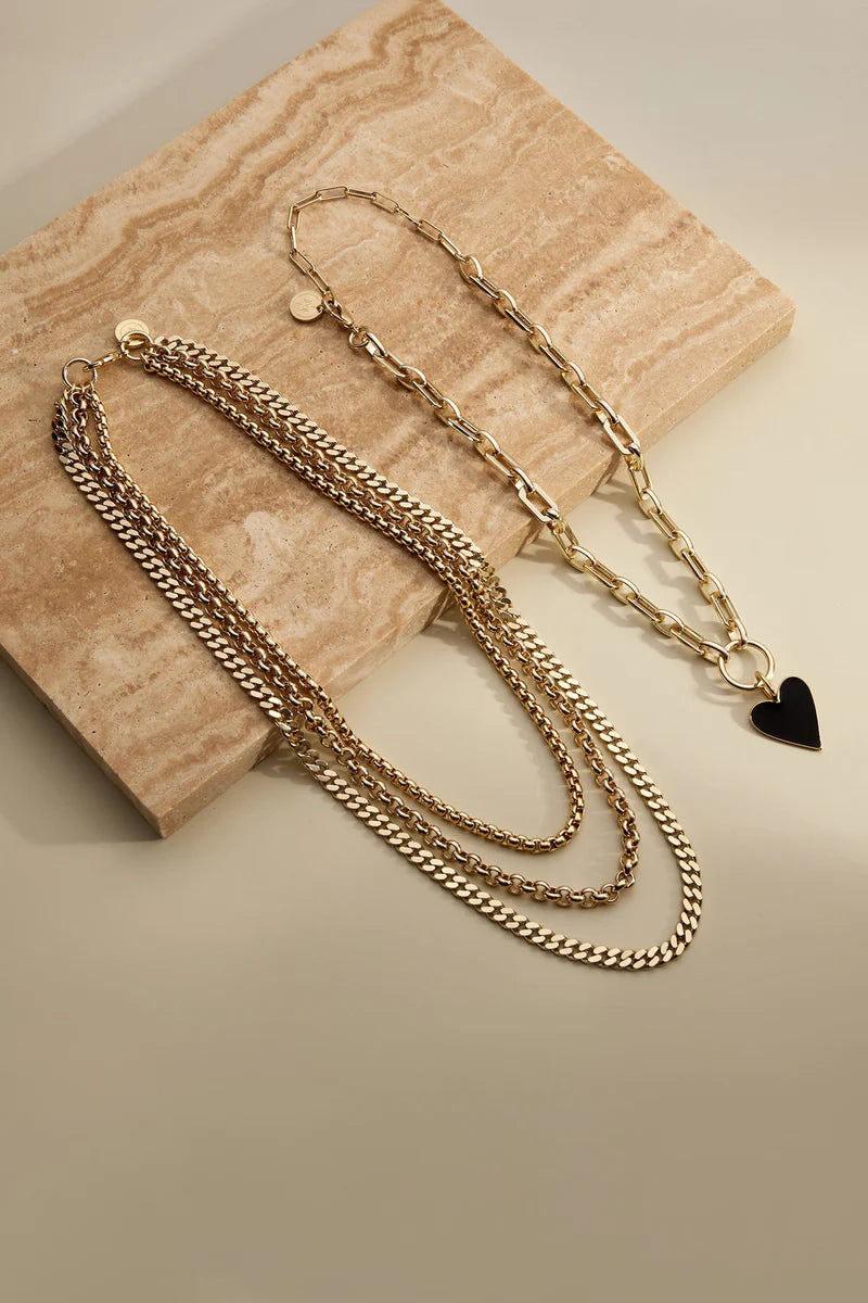 Eklexic Ludlow Triple Chain Necklace Gold