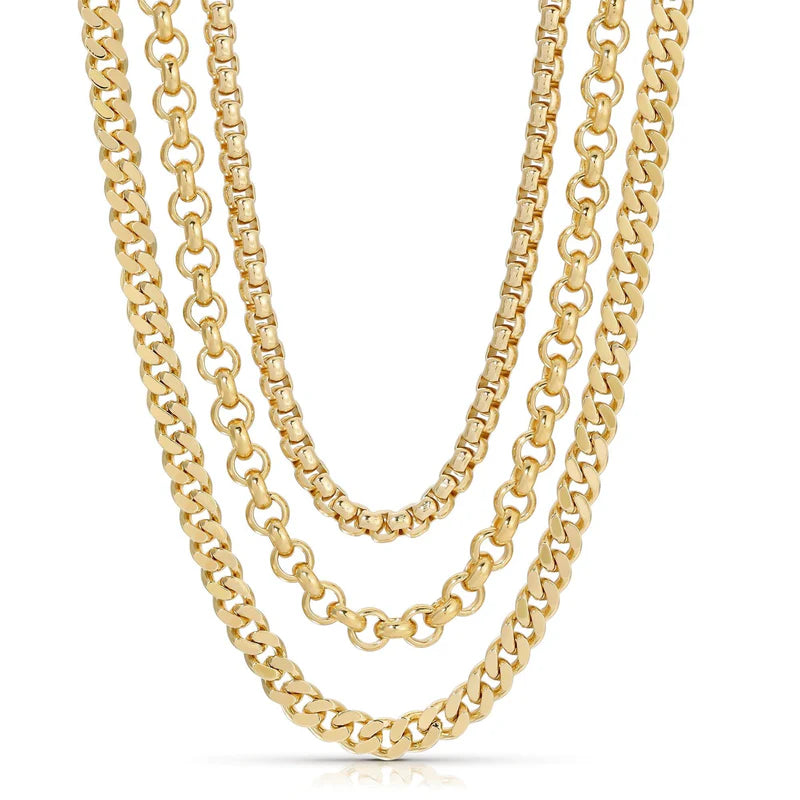 Eklexic Ludlow Triple Chain Necklace Gold