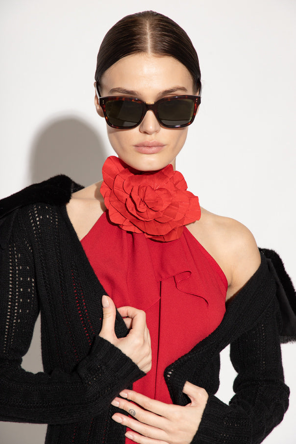 Linda Farrow Desiree Sunglasses in Tortoise