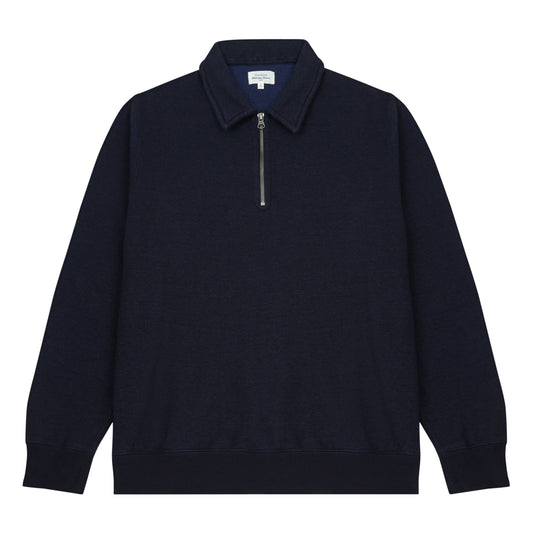 Hartford Zip Polo Navy Sweater