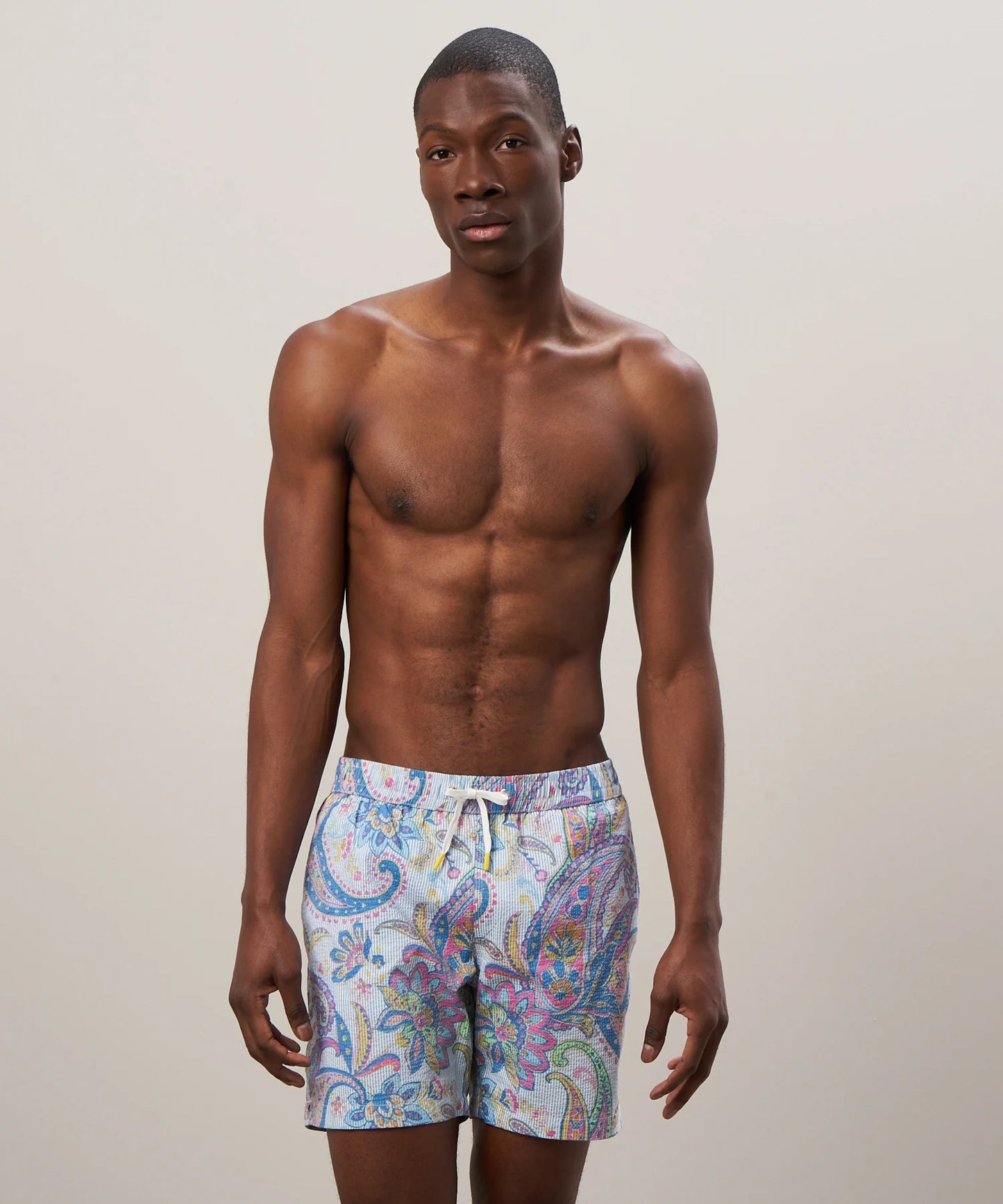 Hartford Blue Printed Seersucker Swim Shorts