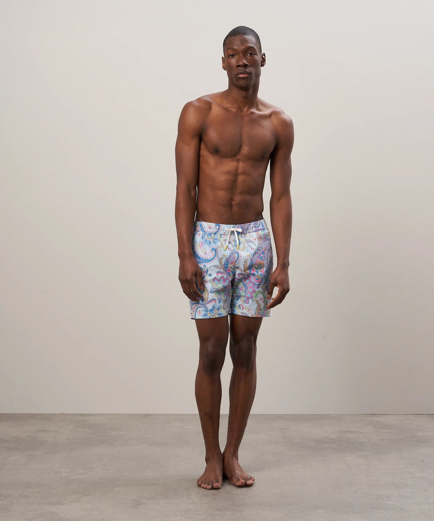 Hartford Blue Printed Seersucker Swim Shorts