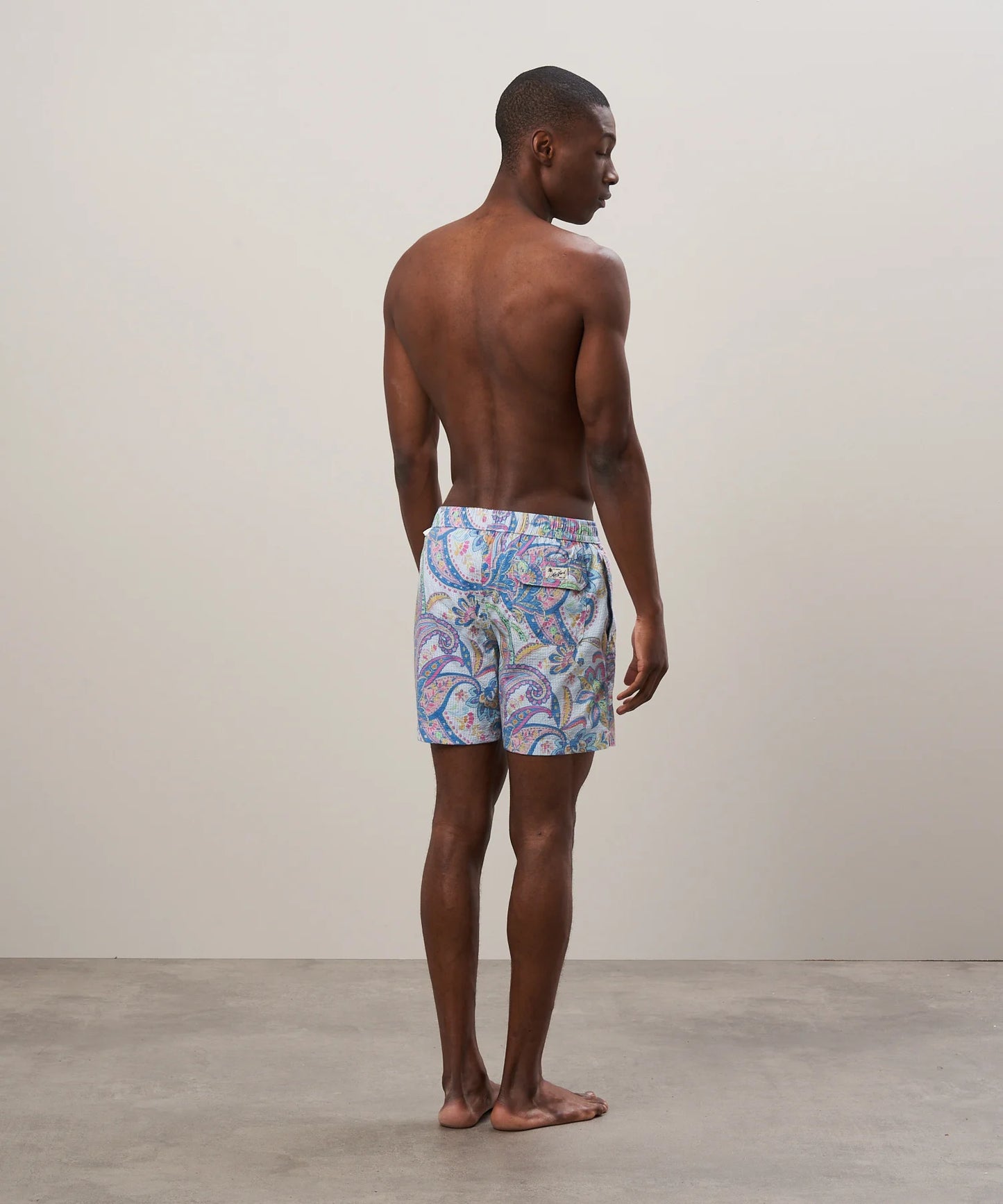 Hartford Blue Printed Seersucker Swim Shorts