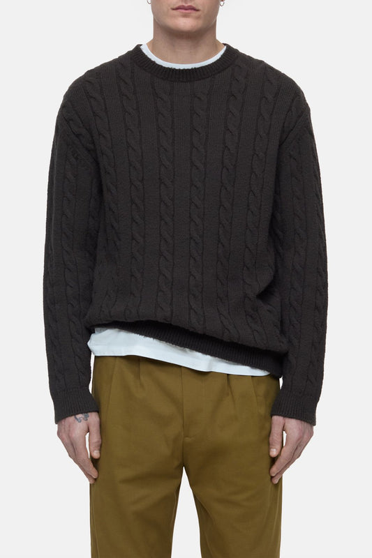 CLOSED Cotton-Mix Cable Knit Sweater Brown