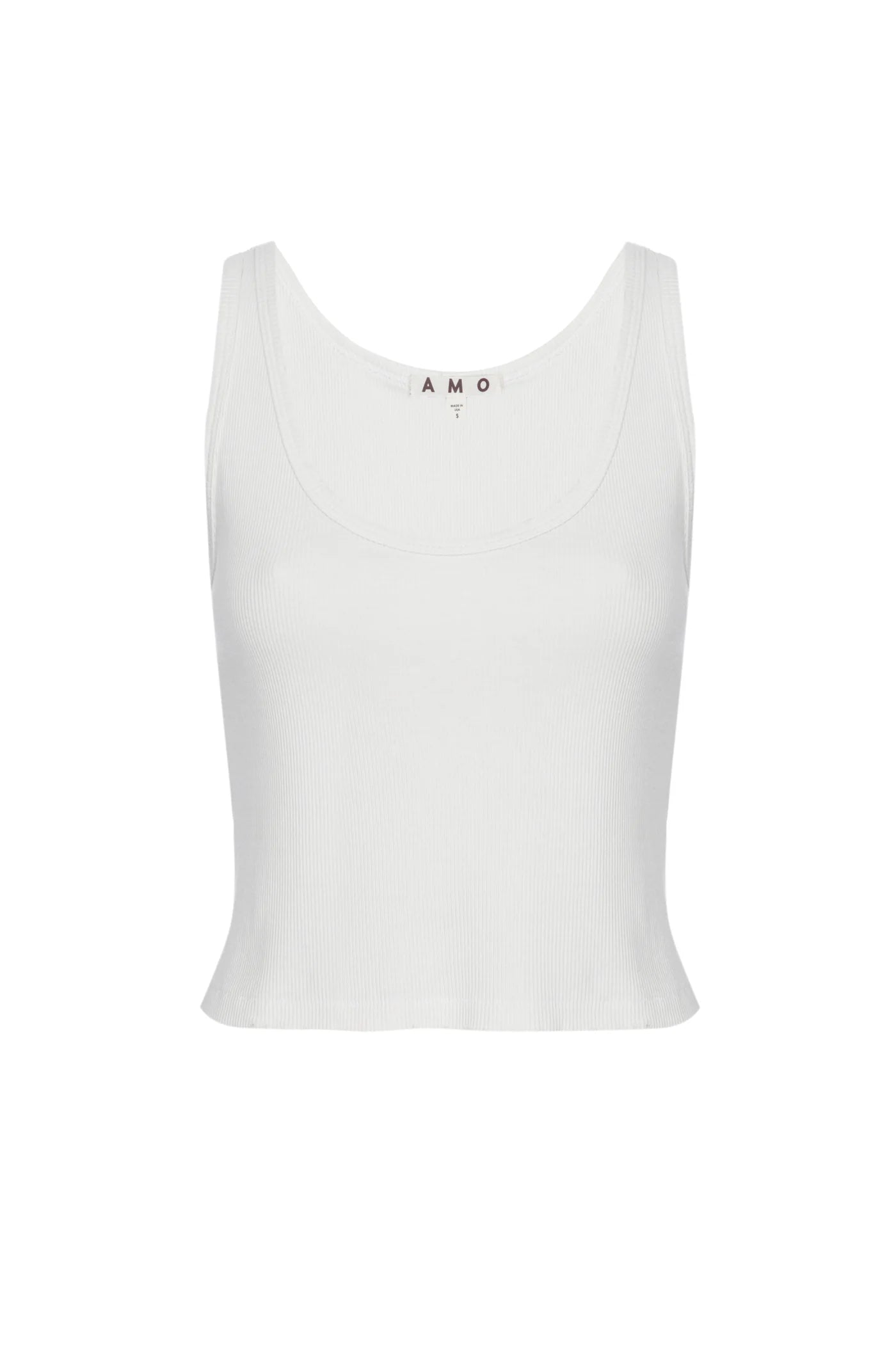 AMO Crop Rib Tank White