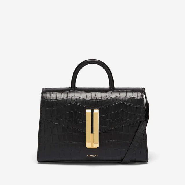 DeMellier The Midi Montreal in Black Croc-Effect