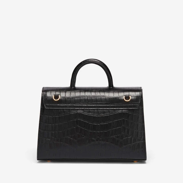 DeMellier The Midi Montreal in Black Croc-Effect