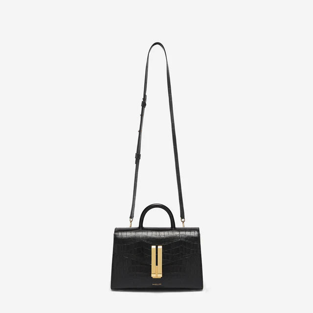 DeMellier The Midi Montreal in Black Croc-Effect