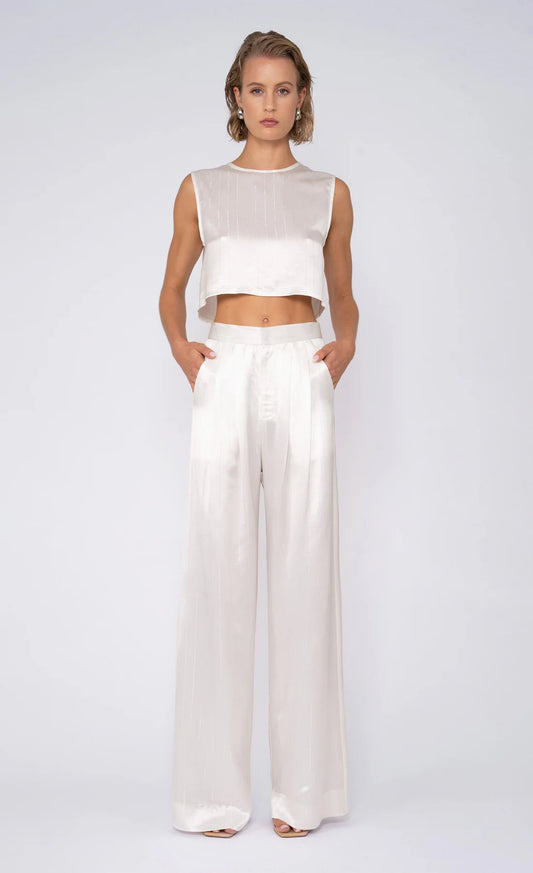 Nonchalant Terri Crop White/SIlver Stripe