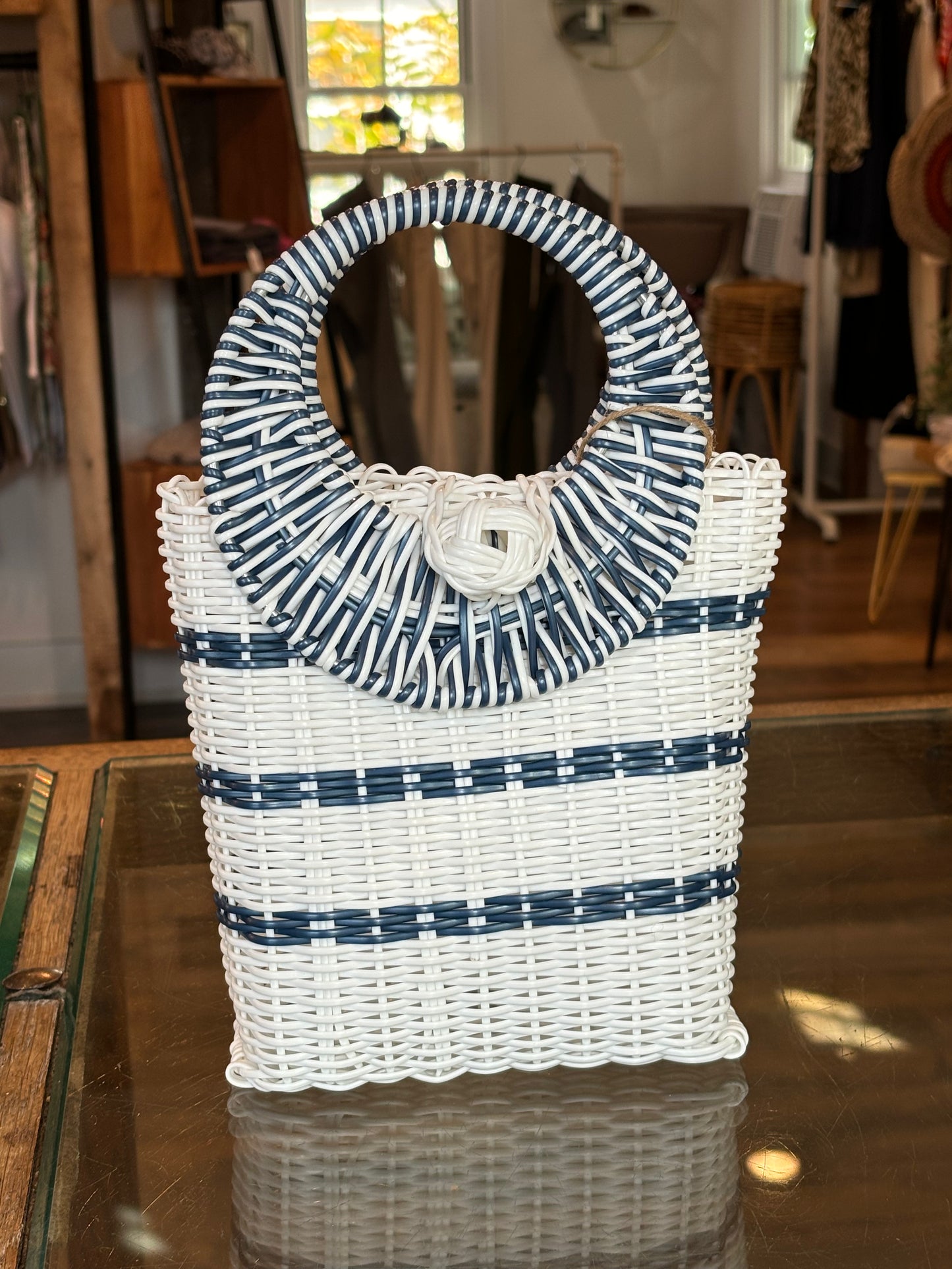 Mootts Kathya Mini Bag White & Navy Stripe