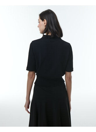 Theo Kallisto Cropped Sheer SLV Pullover Black