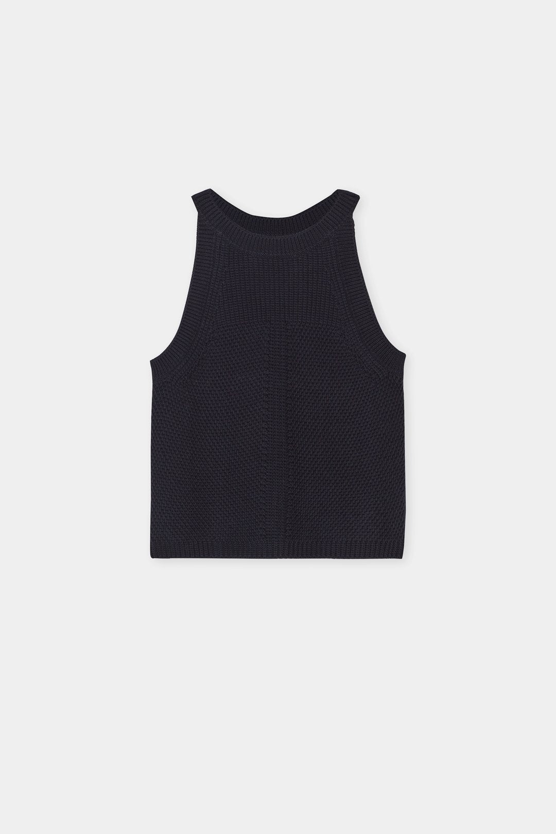 Closed Knit Rib Tank Black