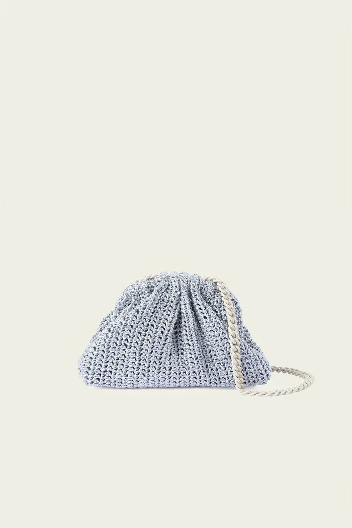 Maria La Rosa Mini Game Crochet Solid Clutch in Silver